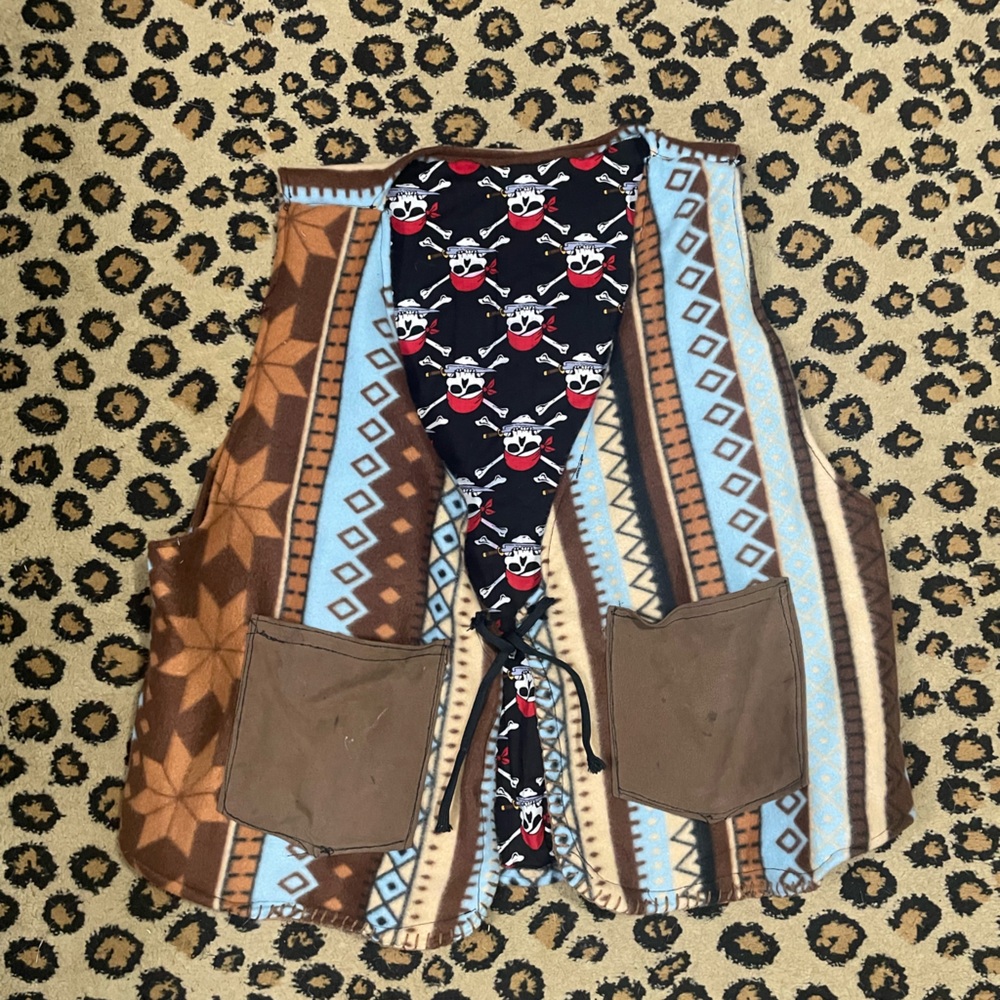 Men's Brown and Blue Patterned Vest